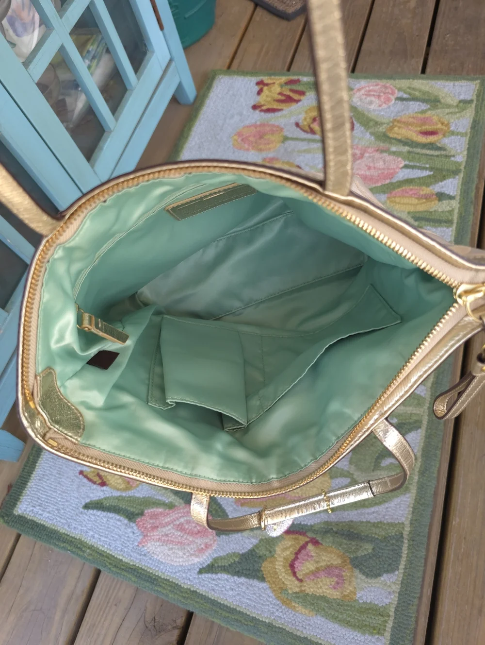Coach Beige Signature Canvas Tote with Gold Trim and Multicolor Accents - Picture 3 of 4